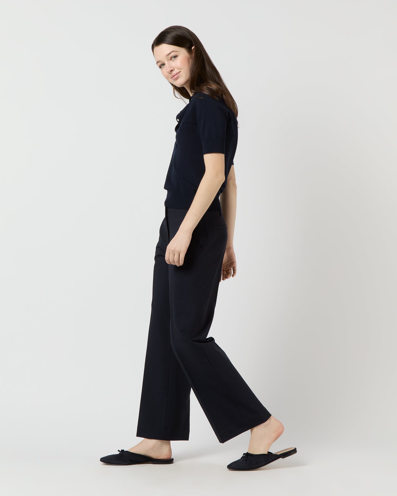 Tasha Polo Sweater in Navy Cotton