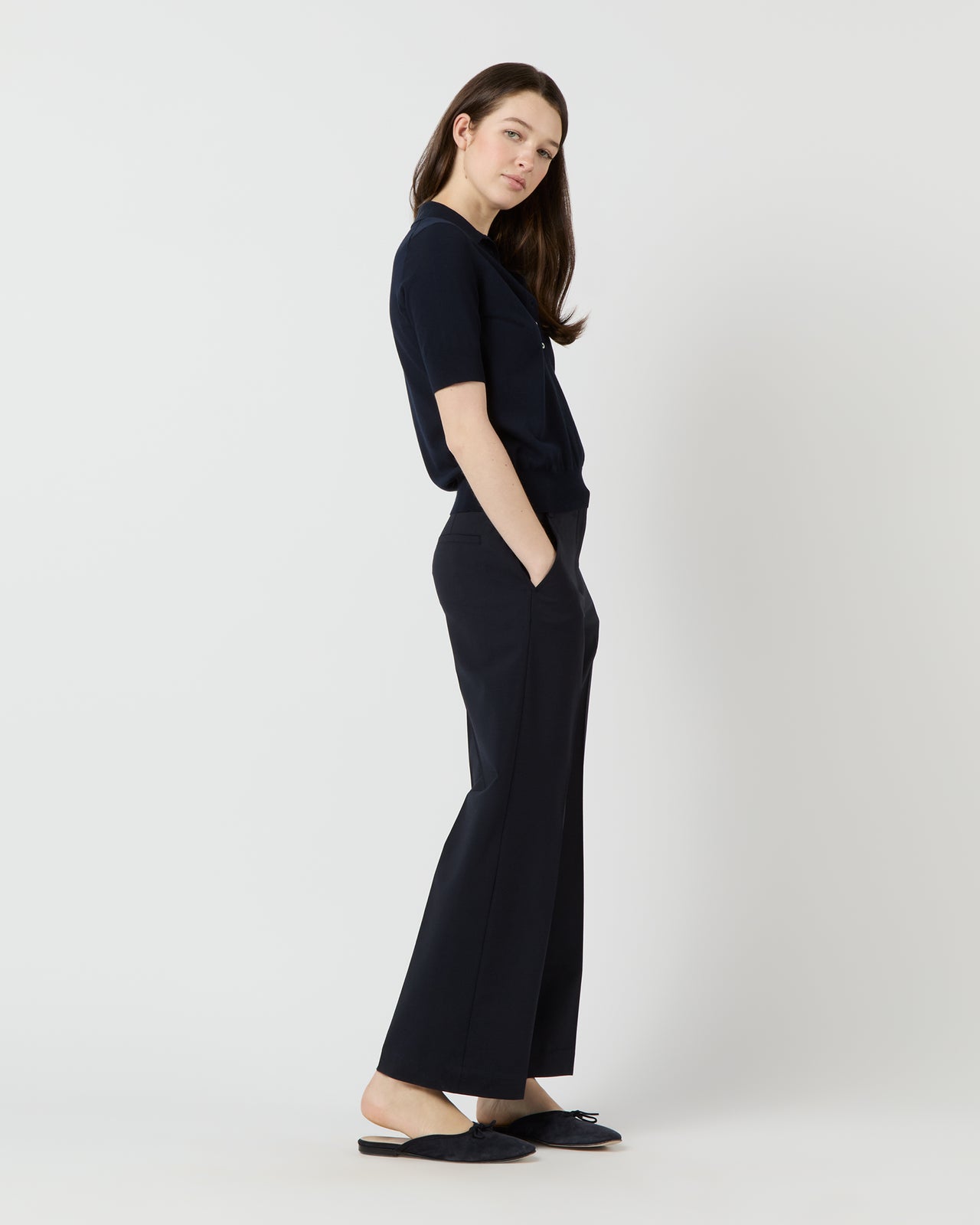 Tasha Polo Sweater in Navy Cotton