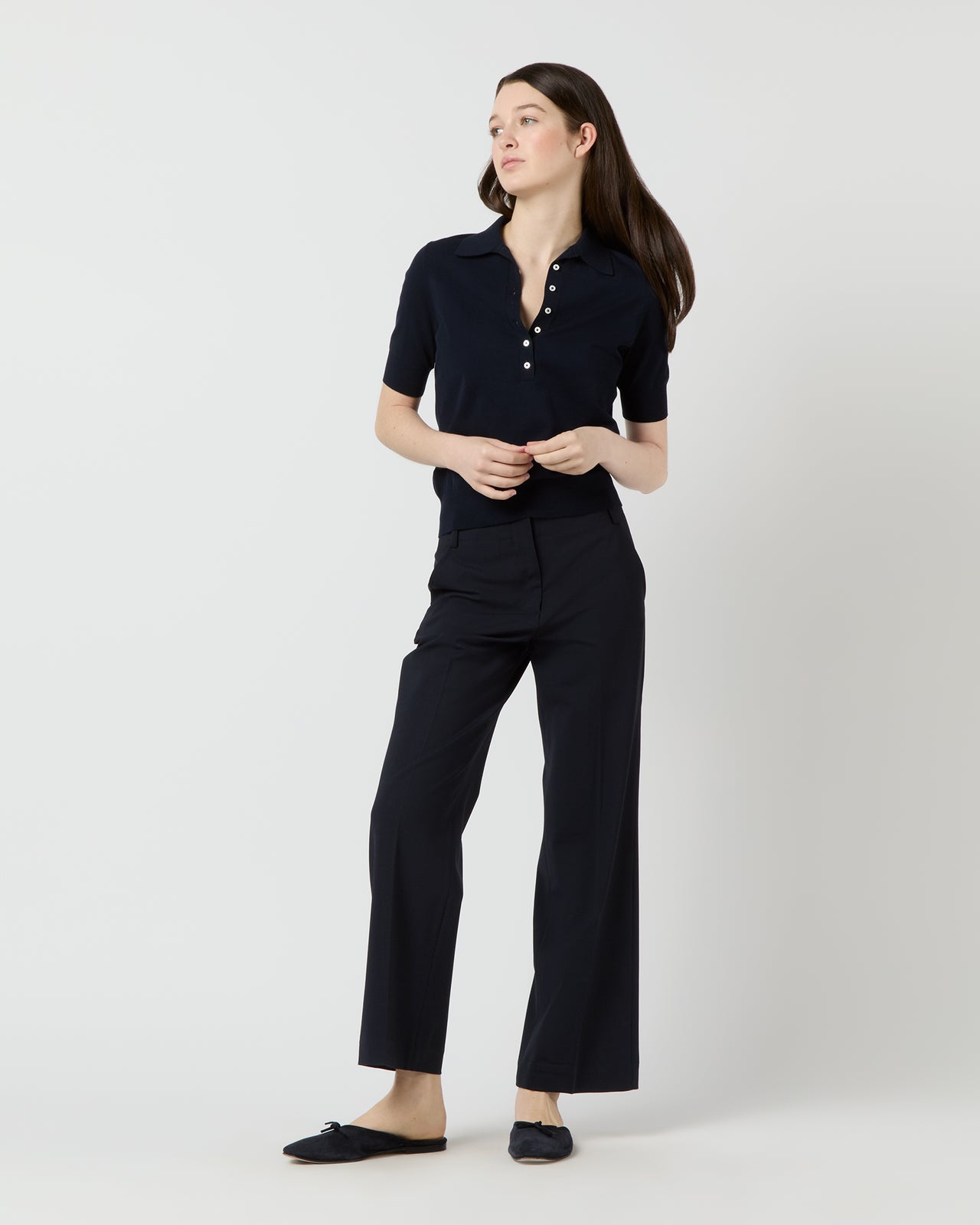 Tasha Polo Sweater in Navy Cotton