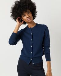 Rosie Cardigan in Navy Cotton/Silk