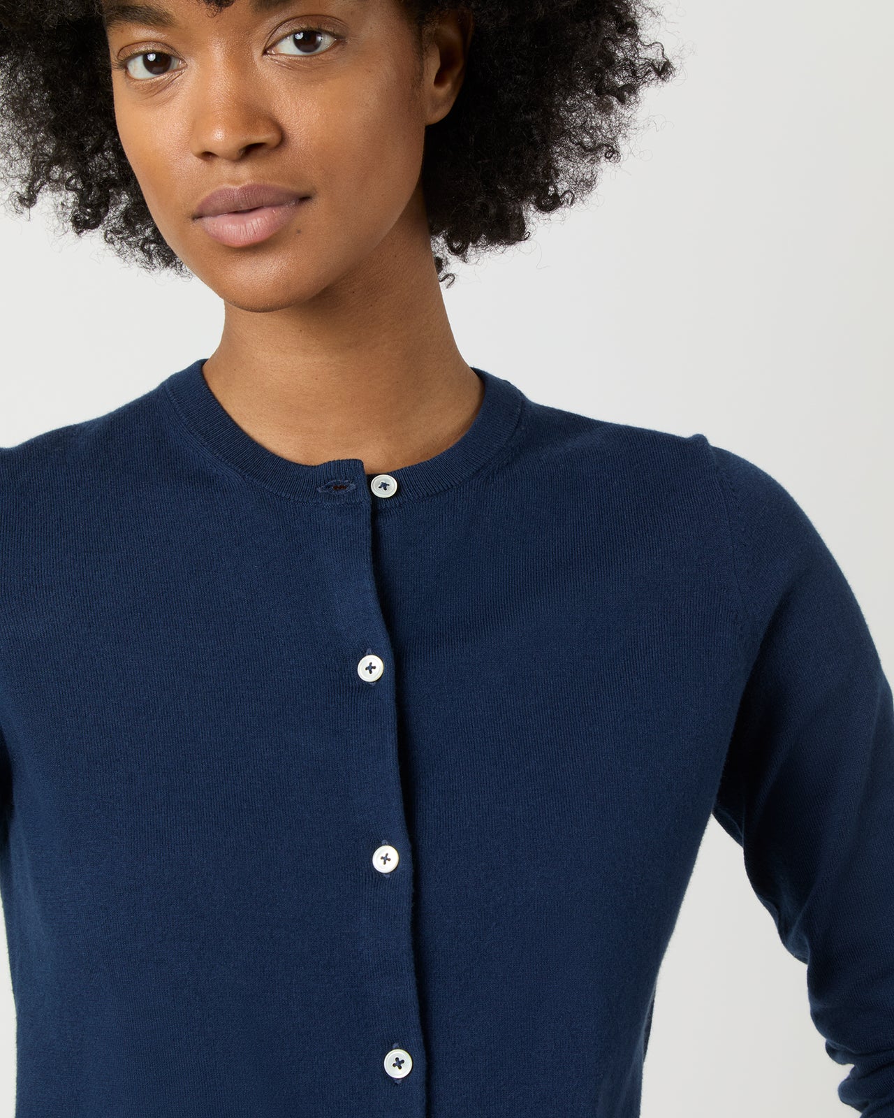 Rosie Cardigan in Navy Cotton/Silk