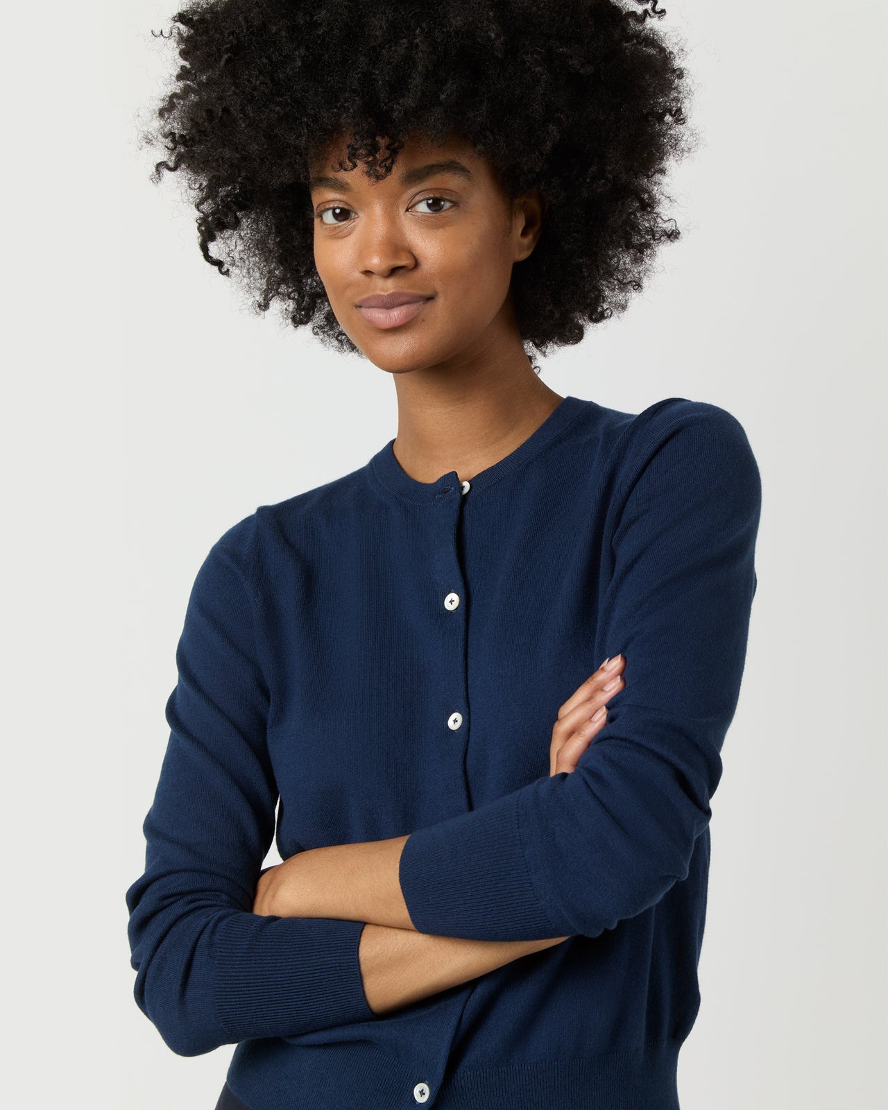 Rosie Cardigan in Navy Cotton/Silk