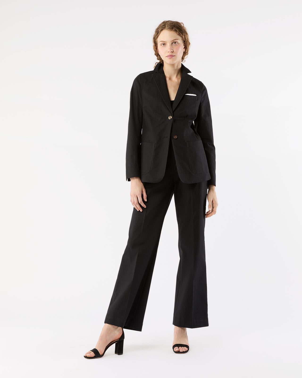 Sarah Patch Pocket Jacket in Black Stretch Canvas