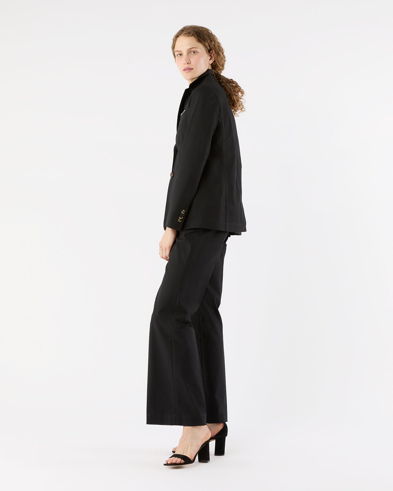 Sarah Patch Pocket Jacket in Black Stretch Canvas