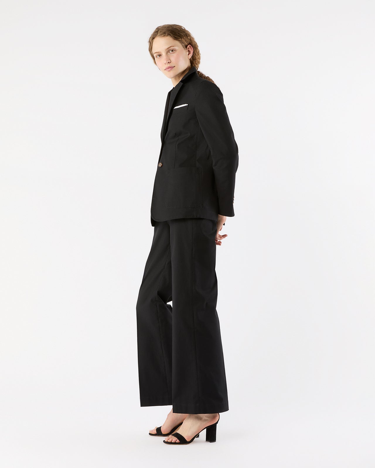 Sarah Patch Pocket Jacket in Black Stretch Canvas