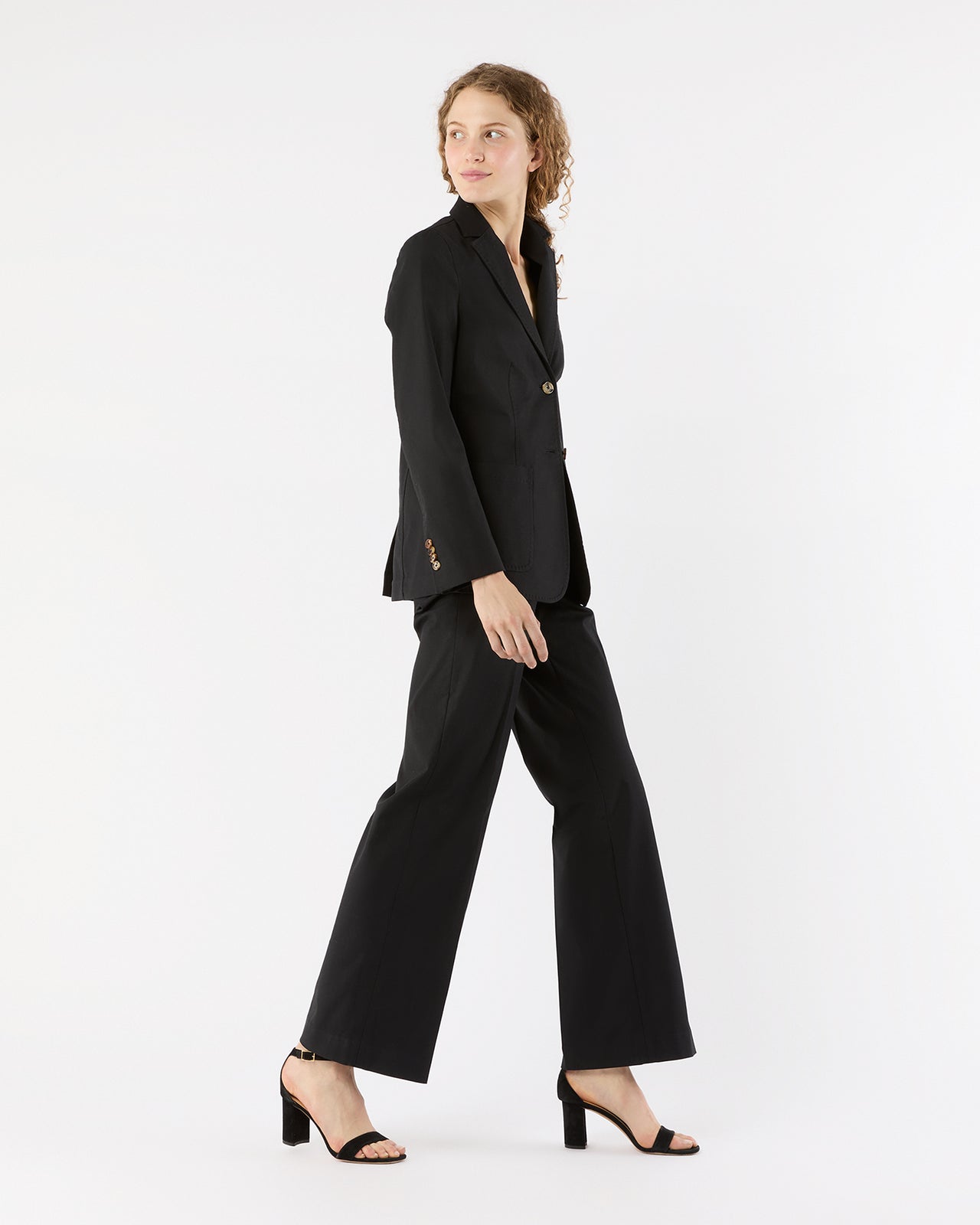 Sarah Patch Pocket Jacket in Black Stretch Canvas