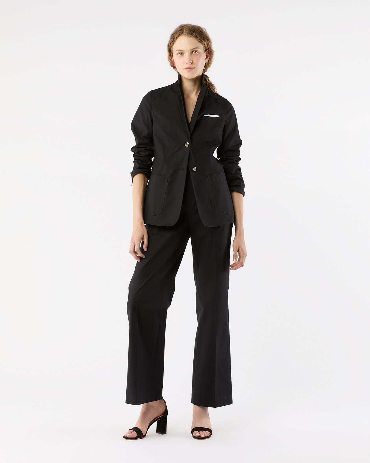 Sarah Patch Pocket Jacket in Black Stretch Canvas