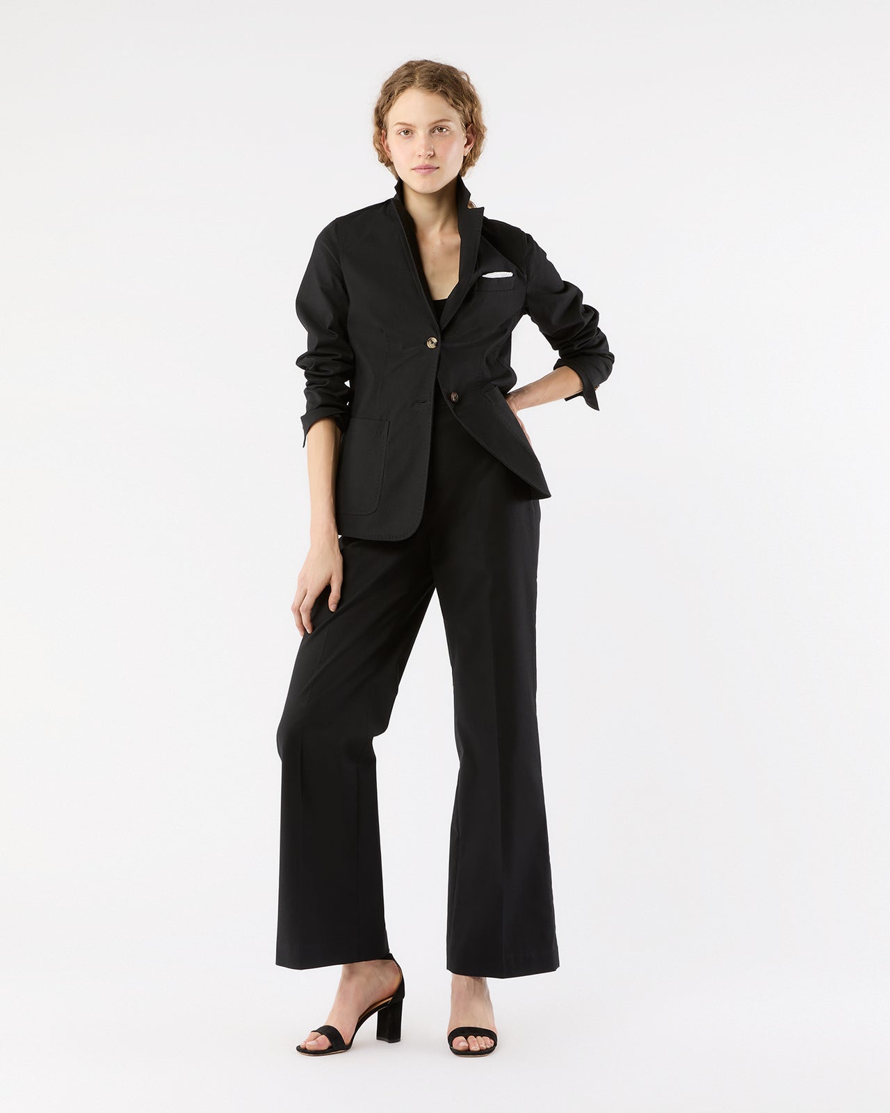 Sarah Patch Pocket Jacket in Black Stretch Canvas