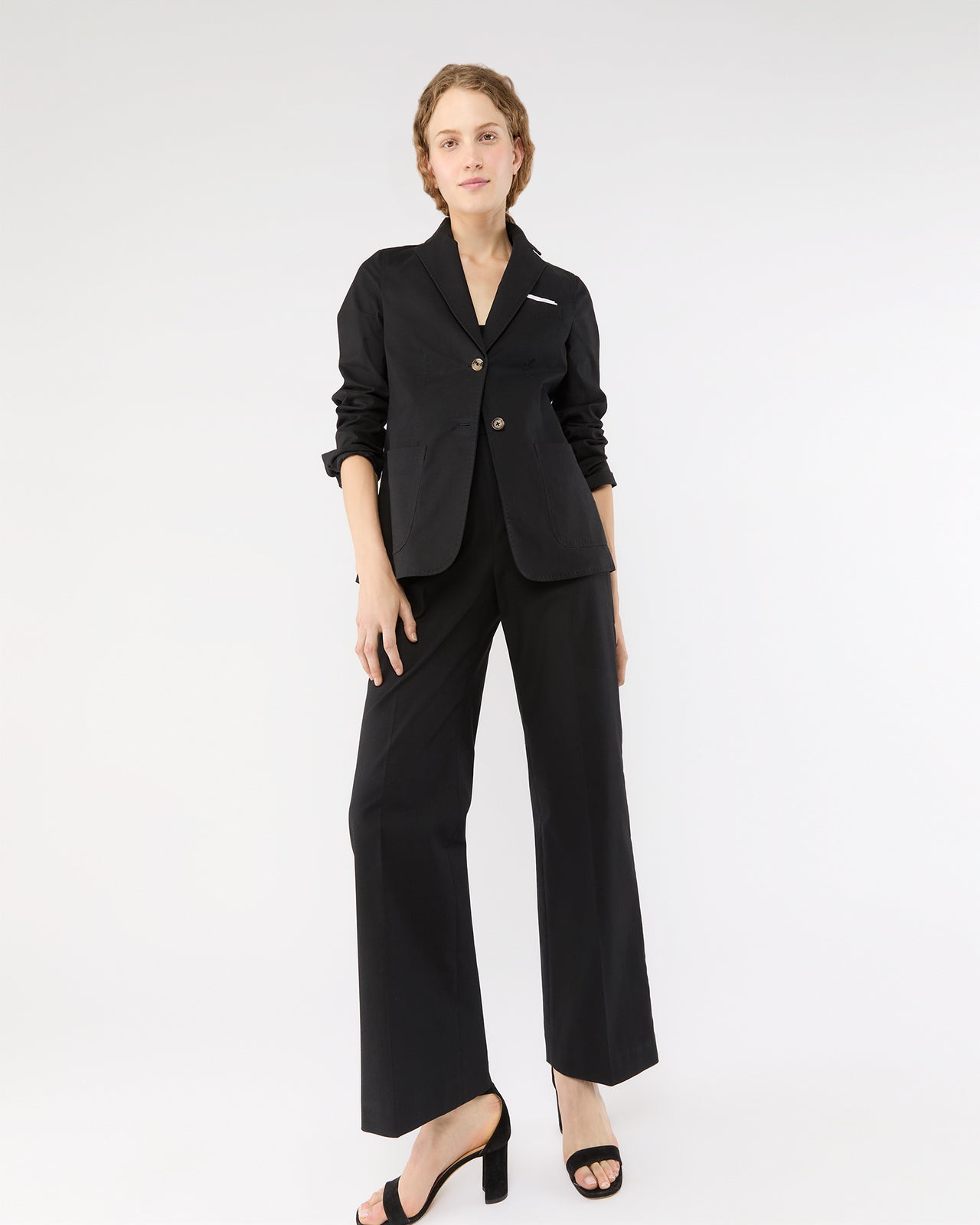 Sarah Patch Pocket Jacket in Black Stretch Canvas