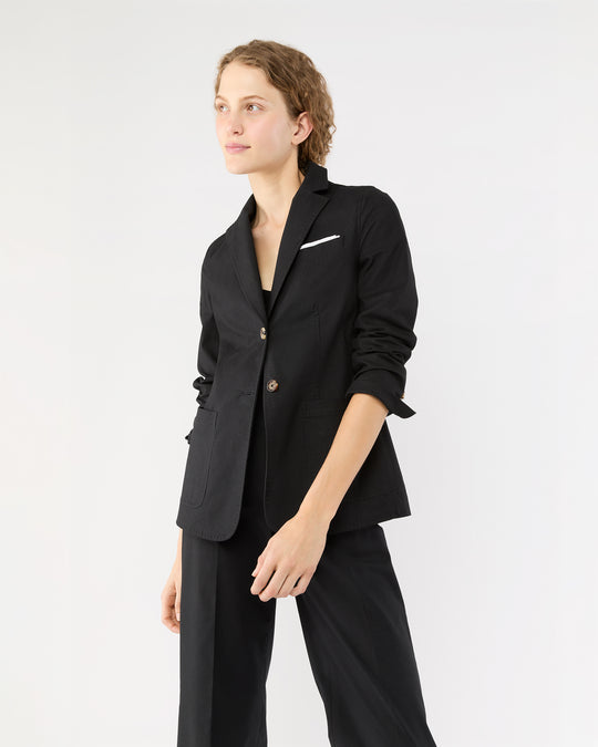 Sarah Patch Pocket Jacket in Black Stretch Canvas
