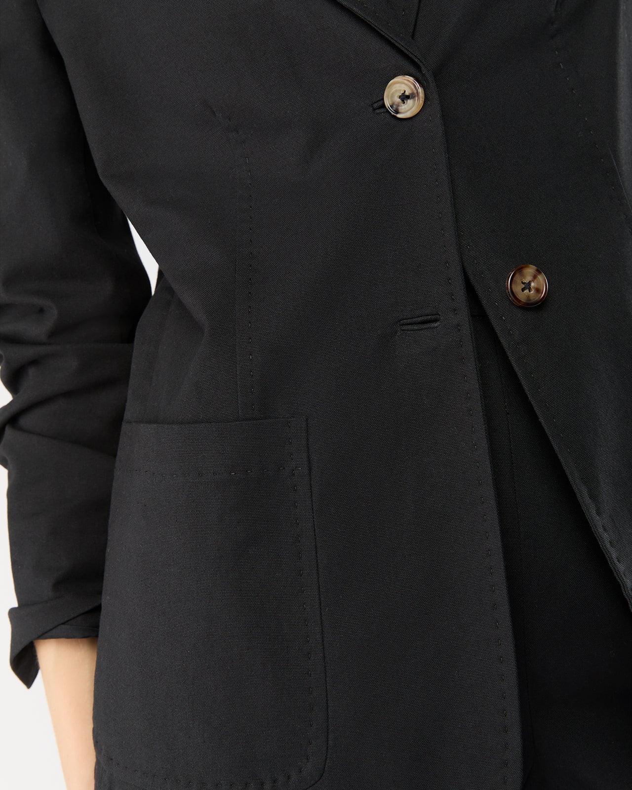 Sarah Patch Pocket Jacket in Black Stretch Canvas