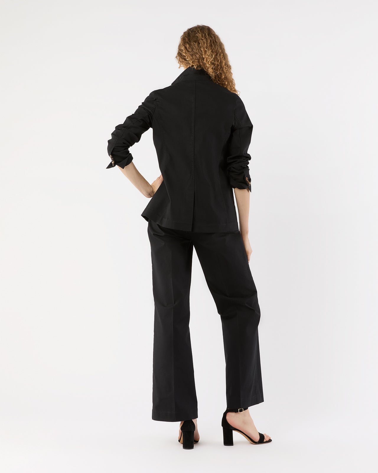 Sarah Patch Pocket Jacket in Black Stretch Canvas