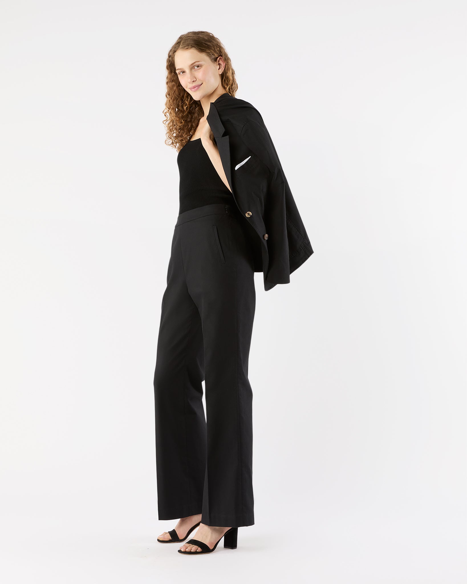 Hutton Pant in Black Stretch Canvas