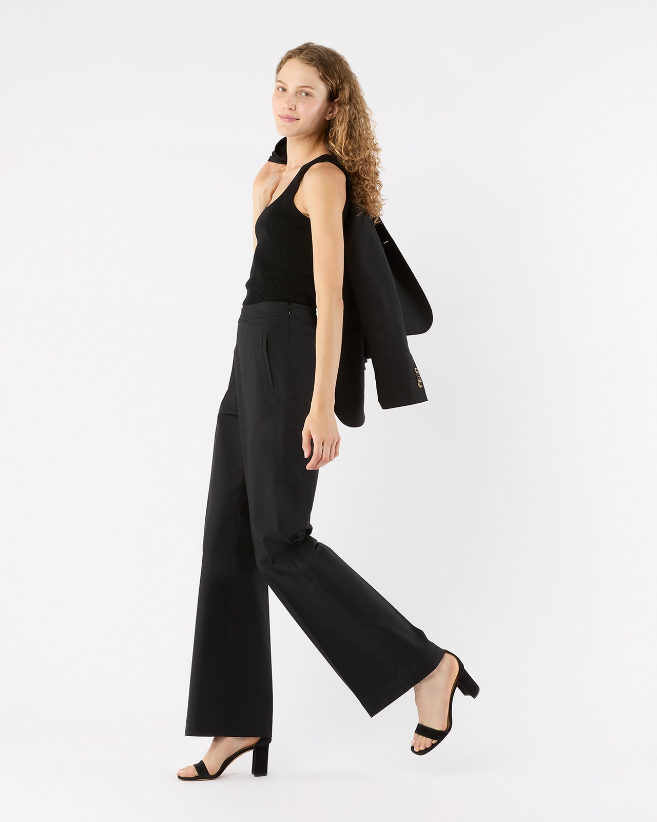 Hutton Pant in Black Stretch Canvas