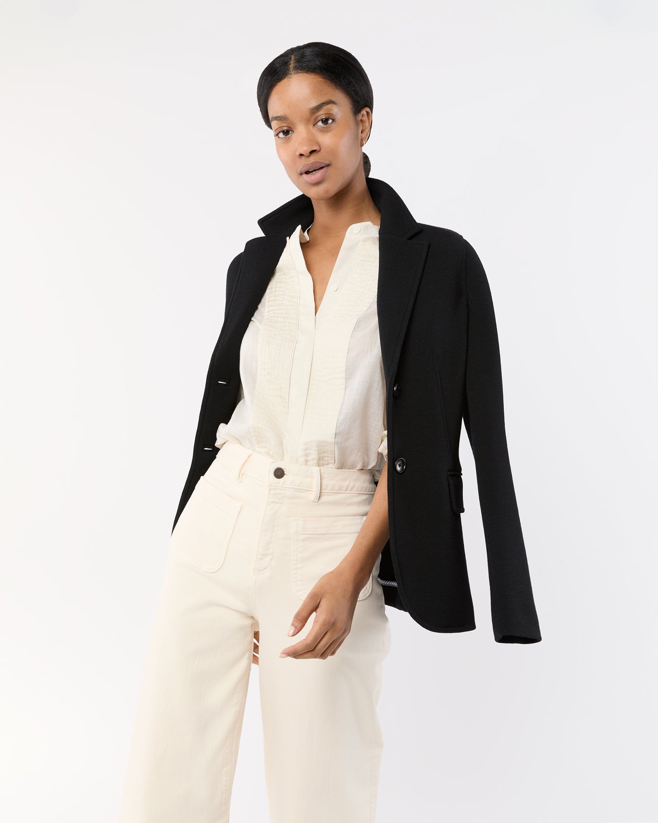 Parker Jacket in Black Wool Pique Knit