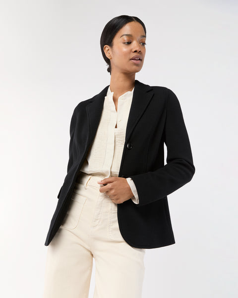 Parker Jacket in Black Wool Pique Knit | Shop Ann Mashburn