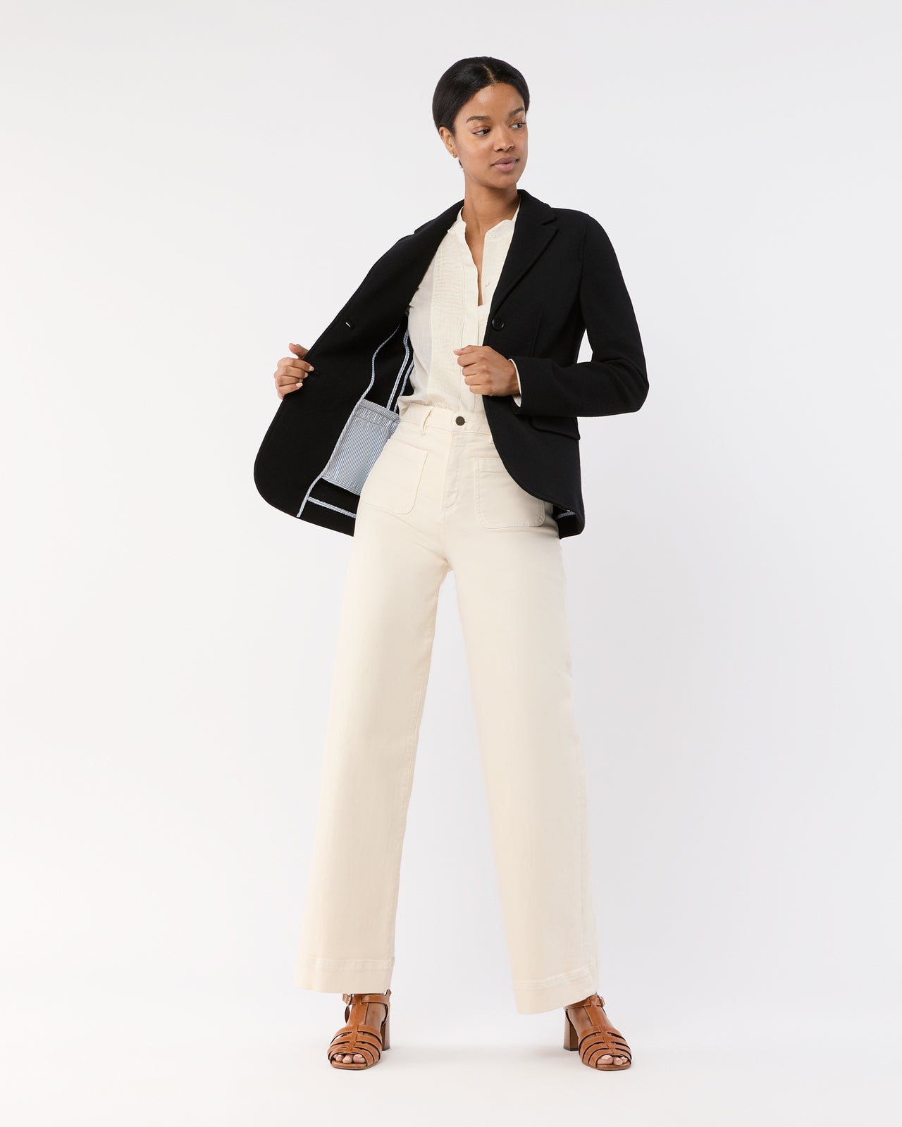 Parker Jacket in Black Wool Pique Knit