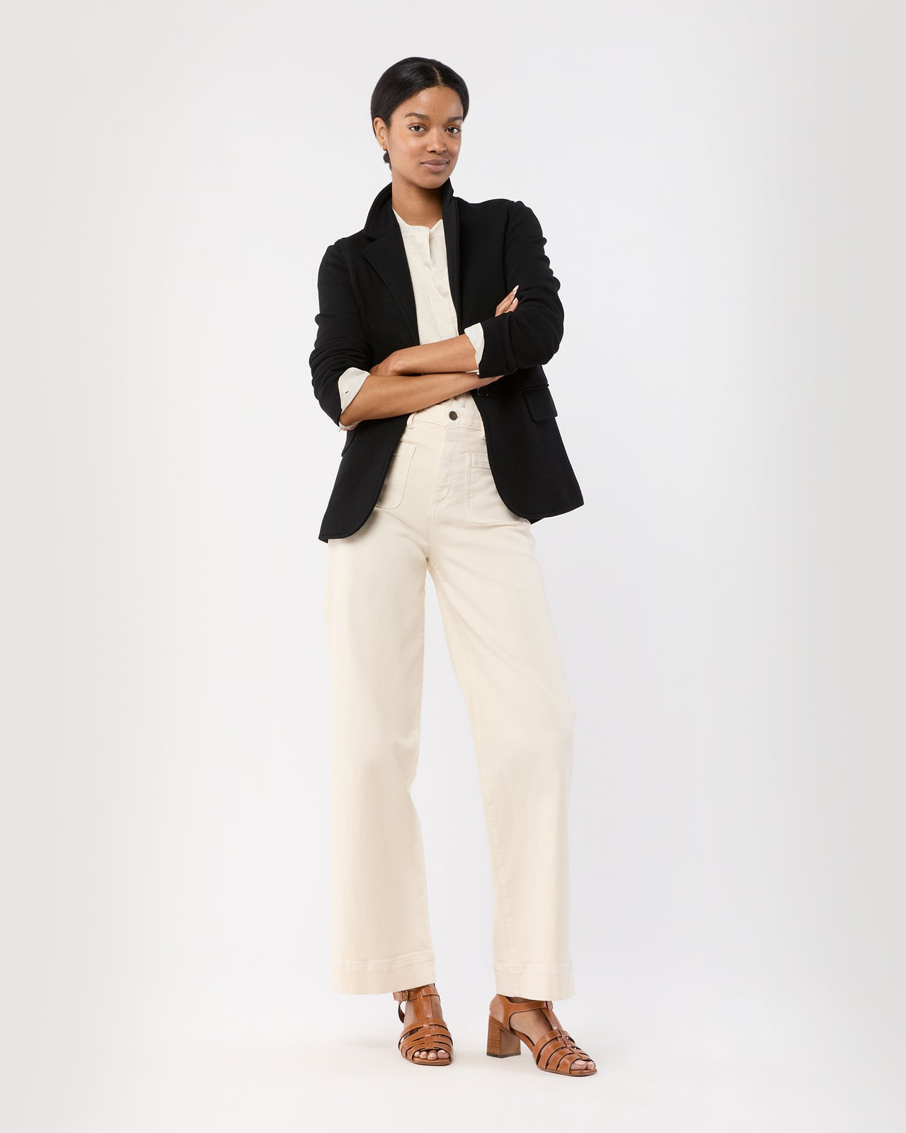 Parker Jacket in Black Wool Pique Knit