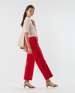 Frankie Cropped Pant in Red Paperweight Stretch Poplin
