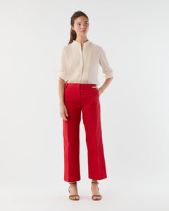 Frankie Cropped Pant in Red Paperweight Stretch Poplin