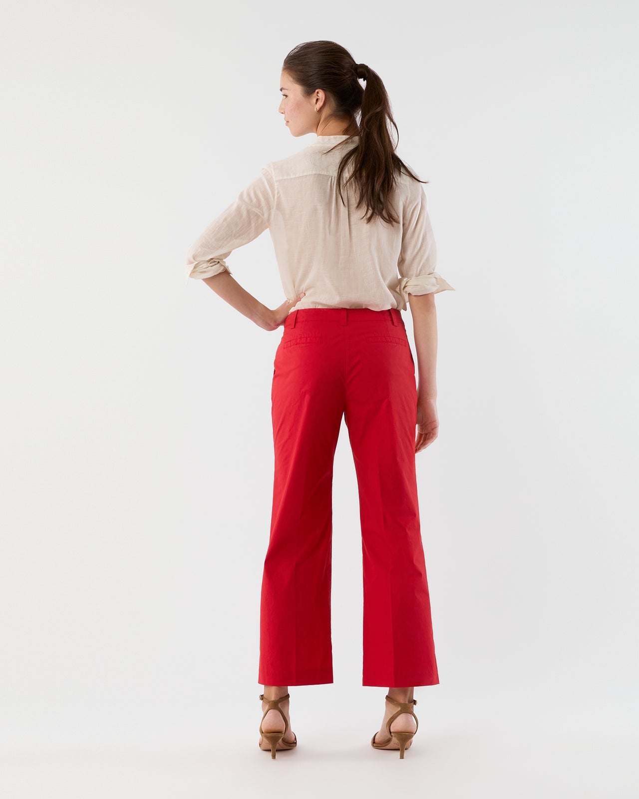 Frankie Cropped Pant in Red Paperweight Stretch Poplin