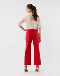 Frankie Cropped Pant in Red Paperweight Stretch Poplin