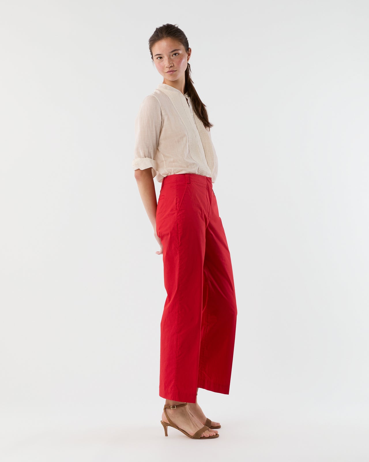 Frankie Cropped Pant in Red Paperweight Stretch Poplin