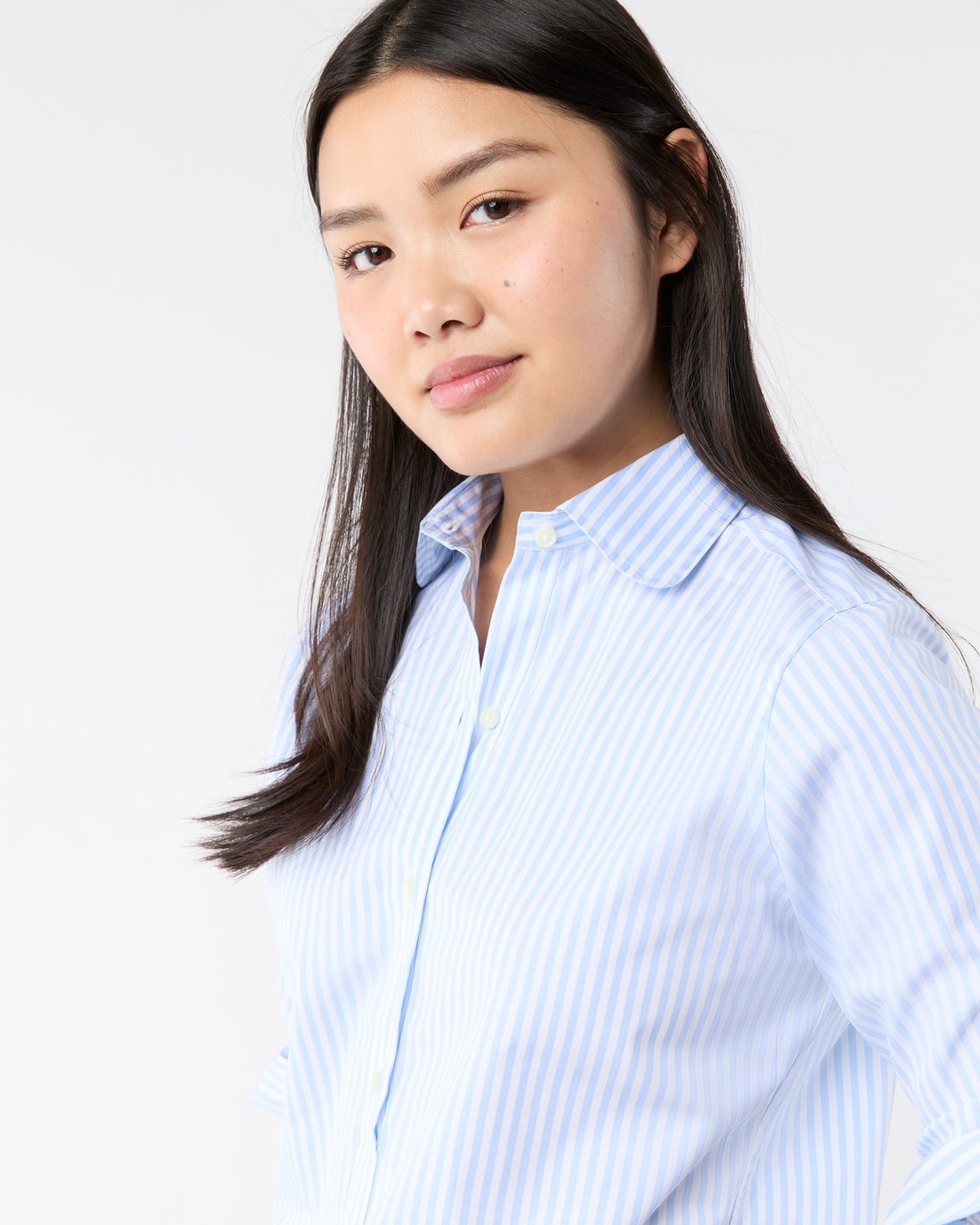 Tomboy Club Popover Shirt in Sky/White Awning Stripe Poplin