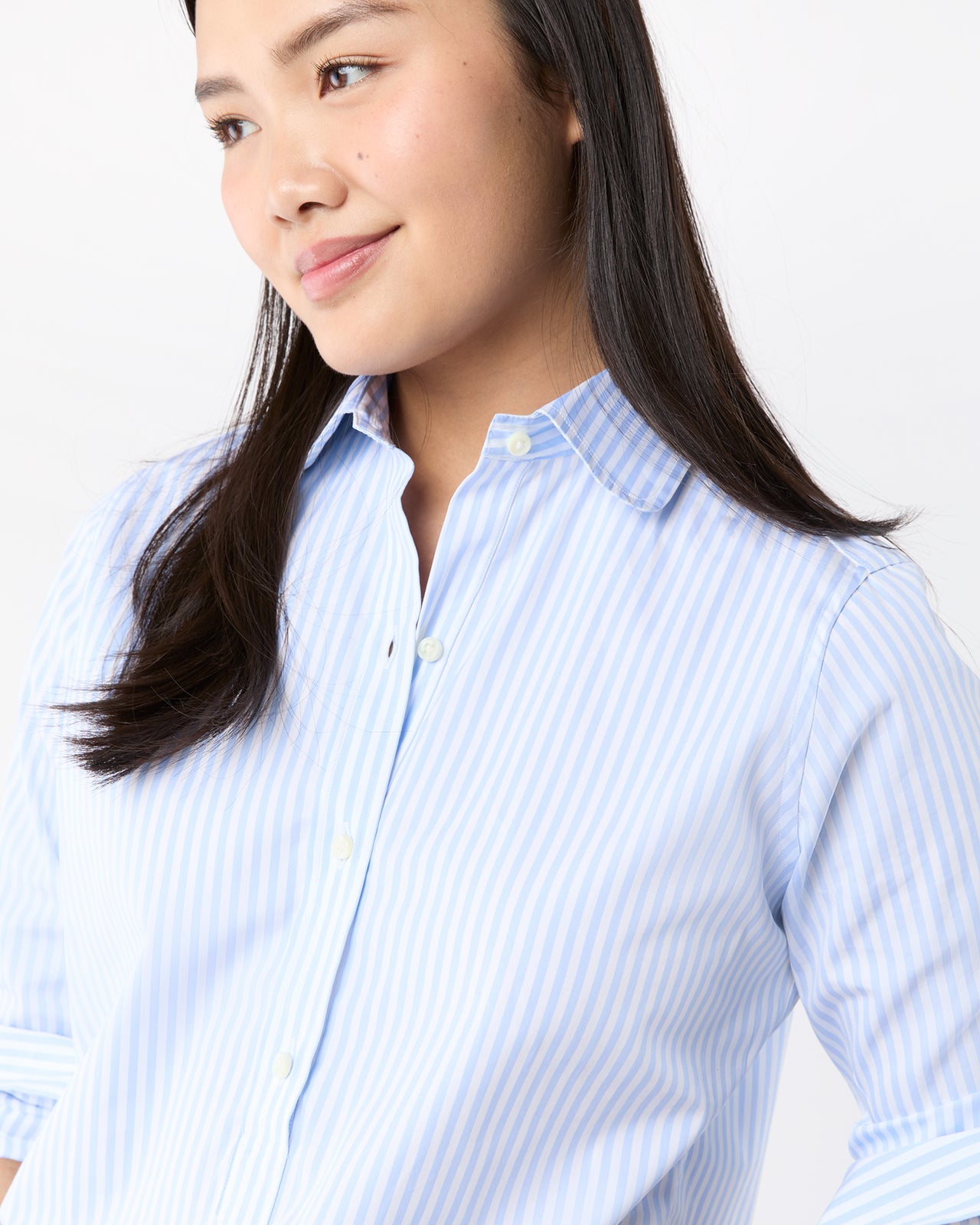 Tomboy Club Popover Shirt in Sky/White Awning Stripe Poplin