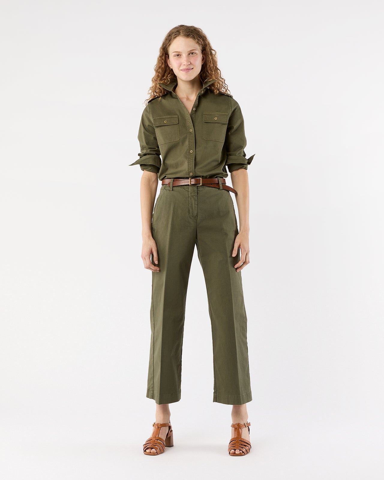 Safari Shirt in Olive Stretch Twill