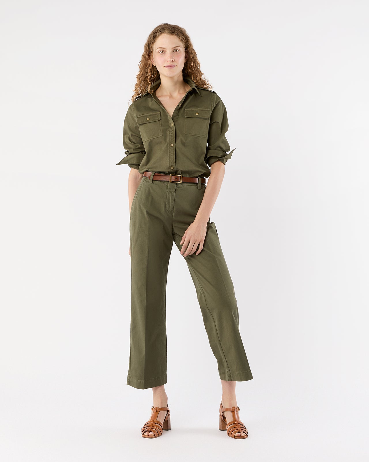 Safari Shirt in Olive Stretch Twill