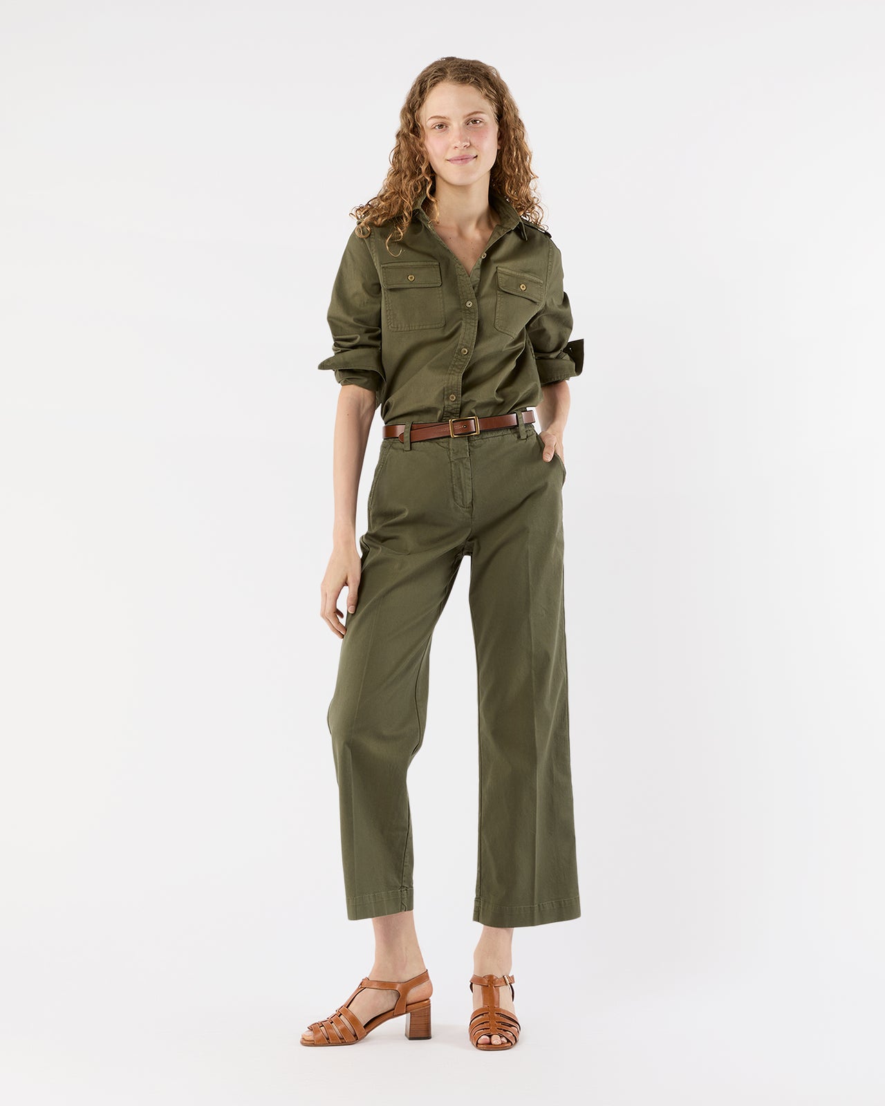 Safari Shirt in Olive Stretch Twill