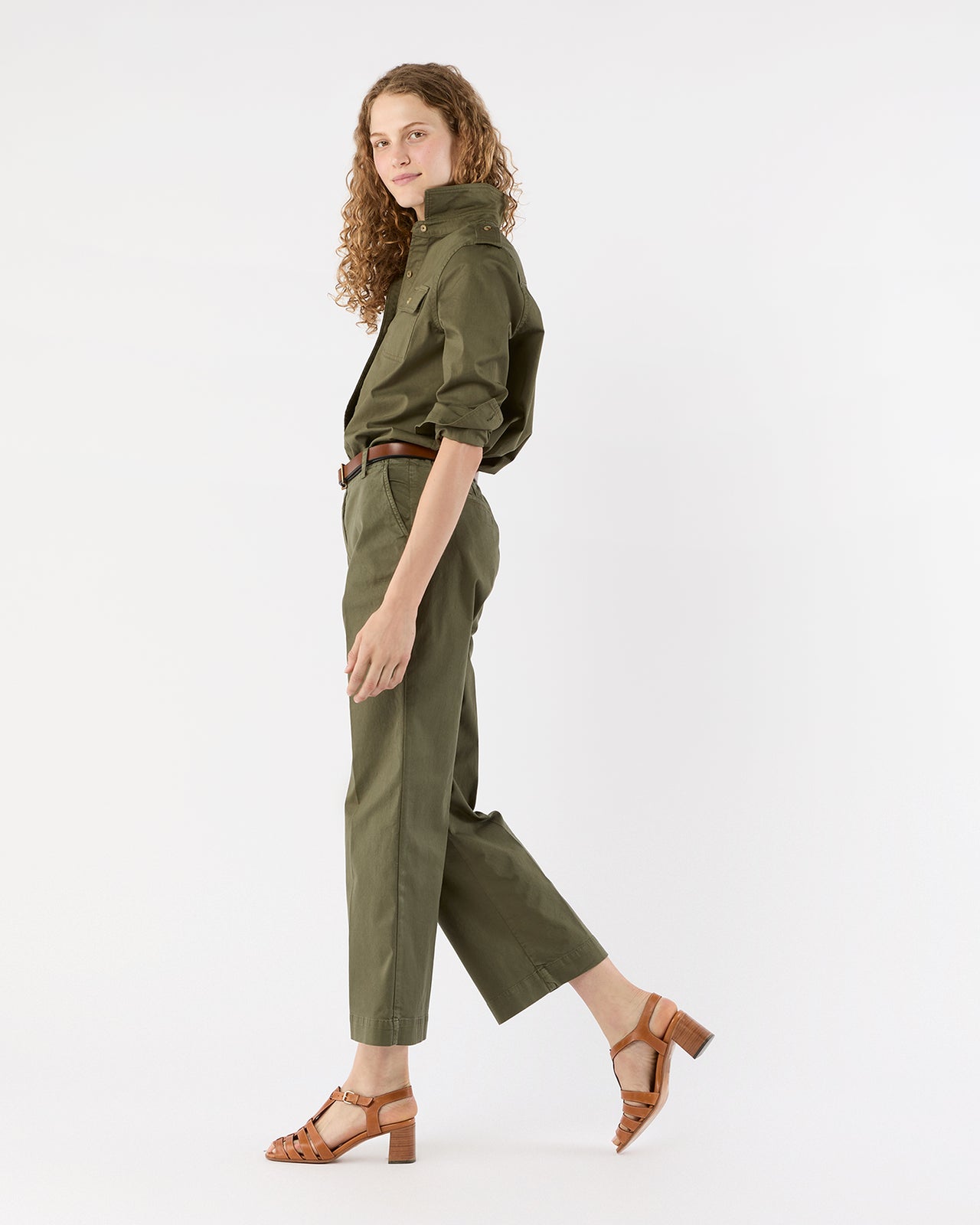 Safari Shirt in Olive Stretch Twill