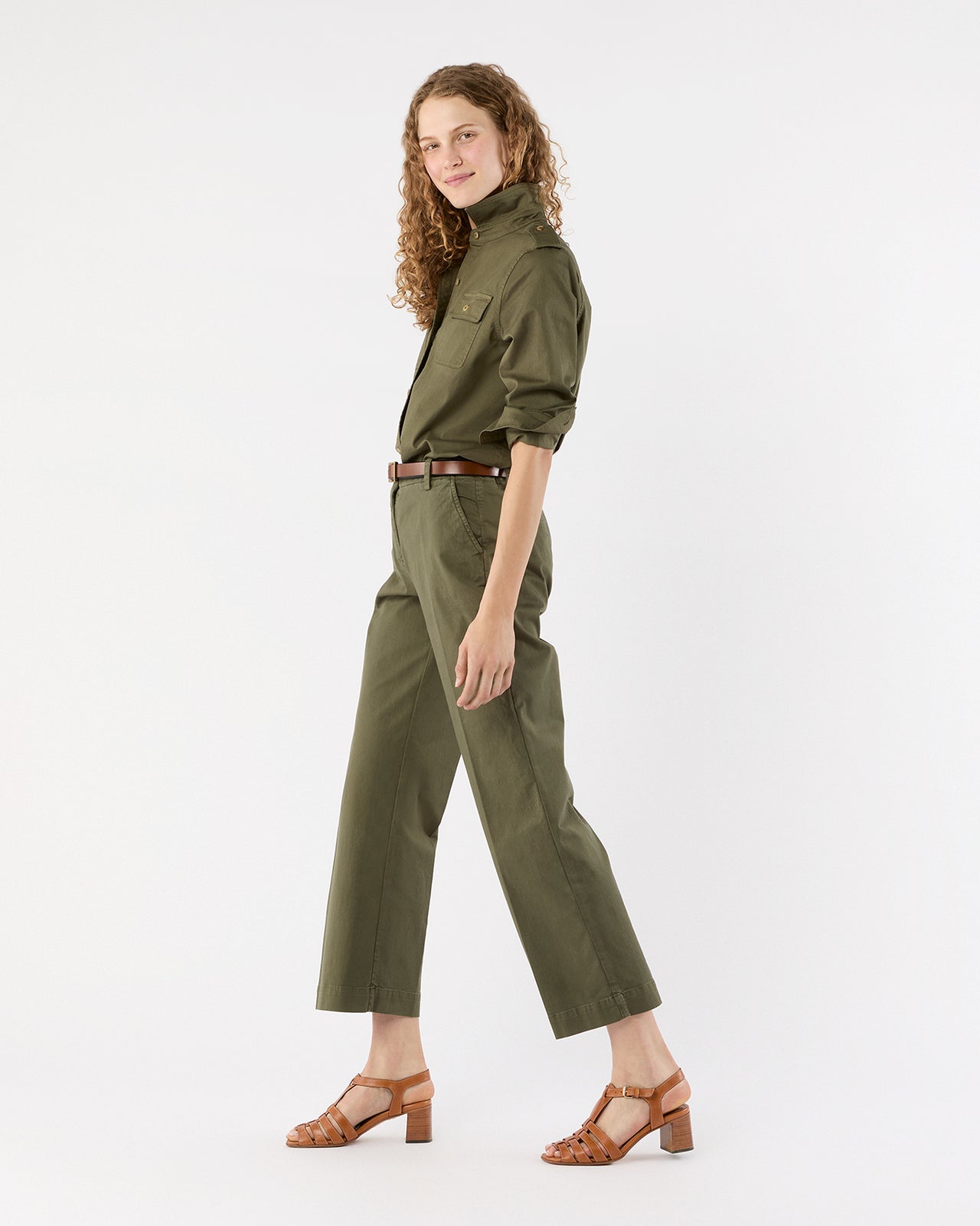 Safari Shirt in Olive Stretch Twill