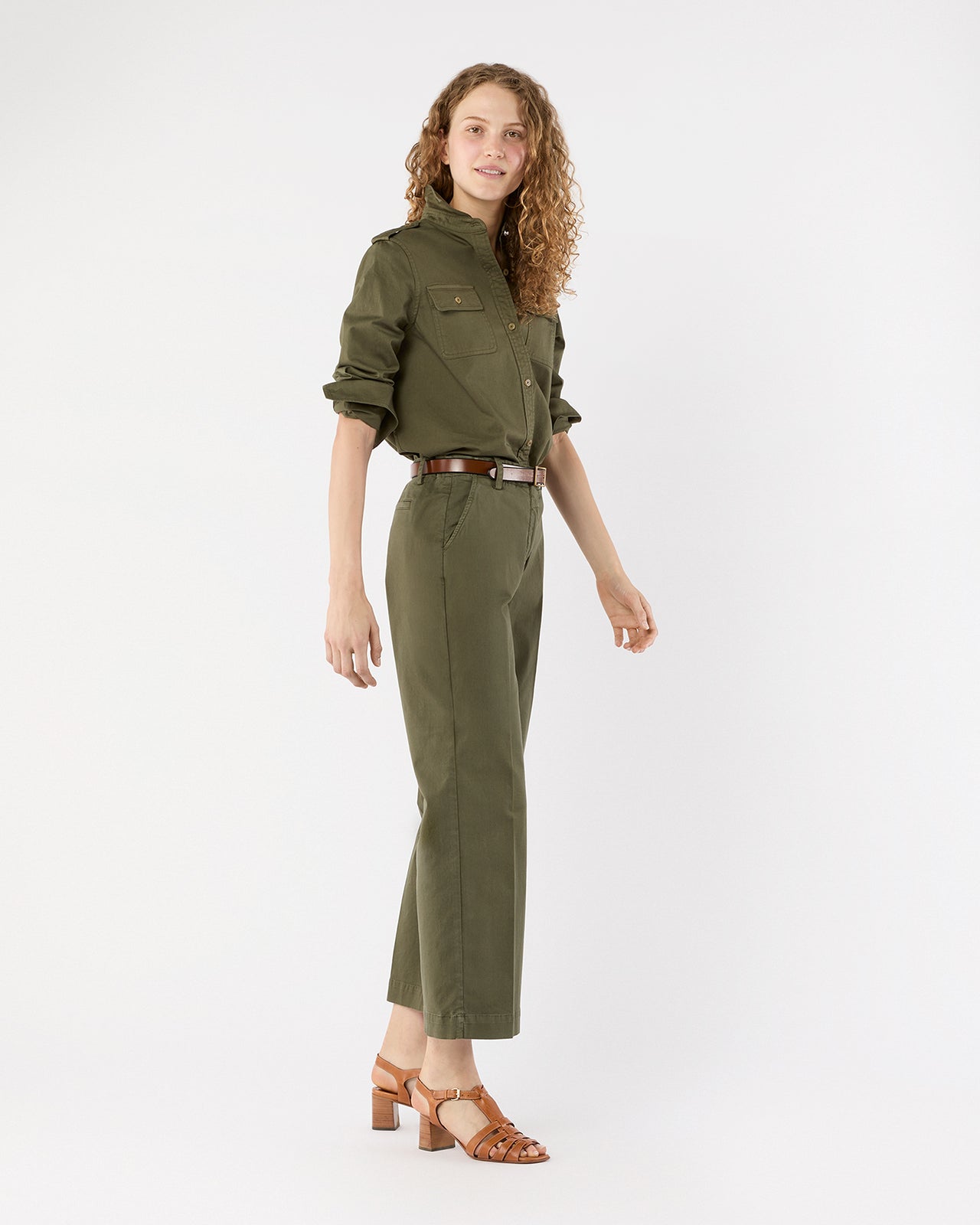Safari Shirt in Olive Stretch Twill