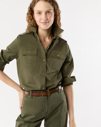 Safari Shirt in Olive Stretch Twill