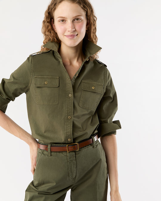 Safari Shirt in Olive Stretch Twill