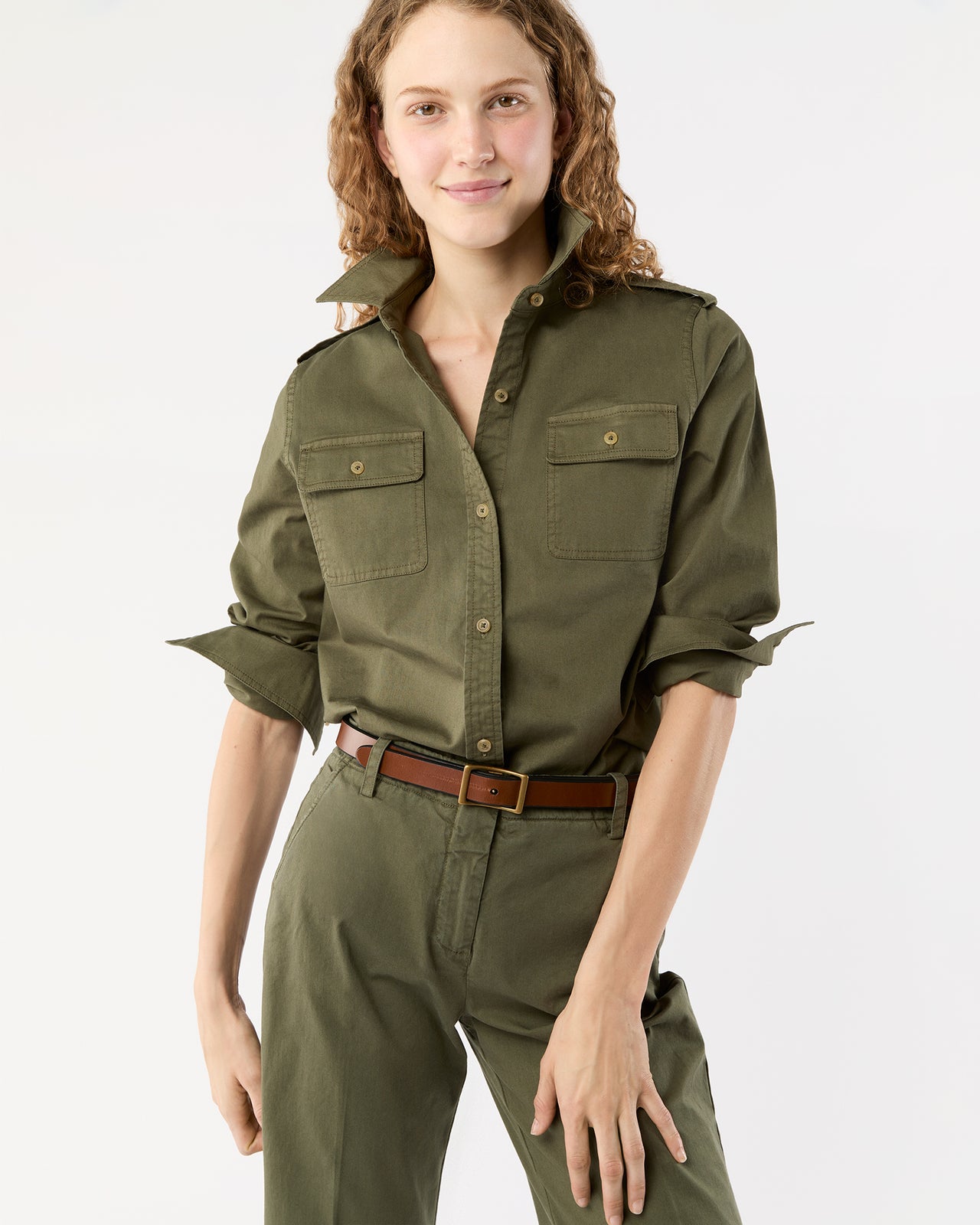 Safari Shirt in Olive Stretch Twill