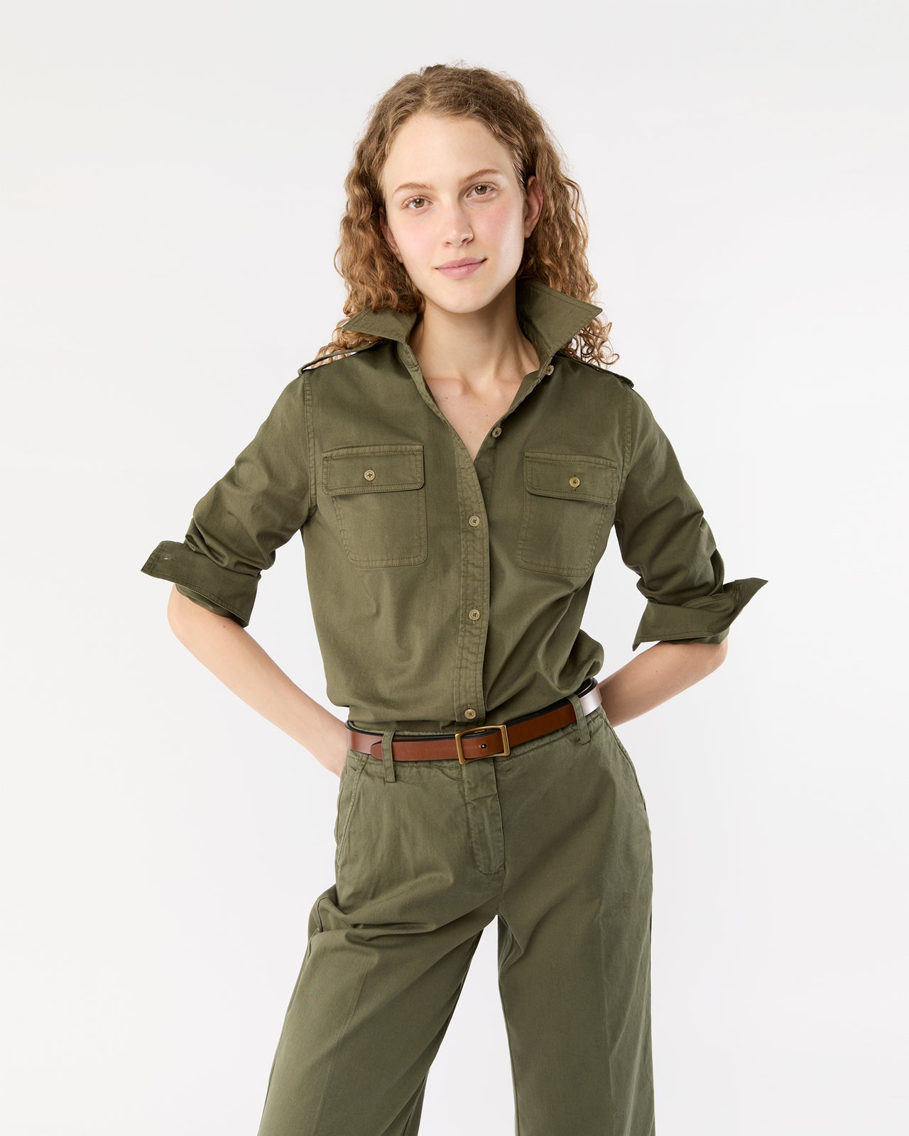 Safari Shirt in Olive Stretch Twill