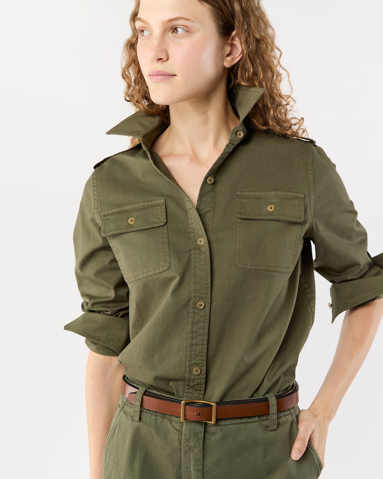 Safari Shirt in Olive Stretch Twill