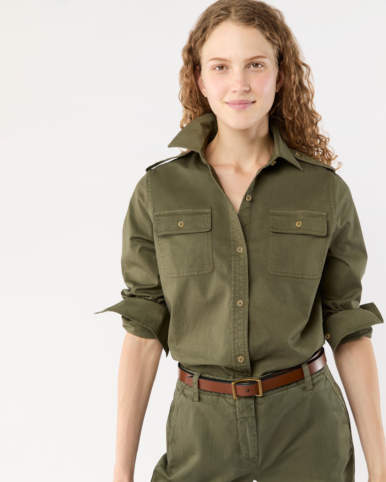Safari Shirt in Olive Stretch Twill