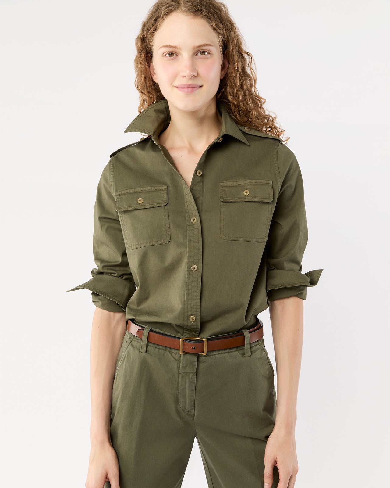 Safari Shirt in Olive Stretch Twill