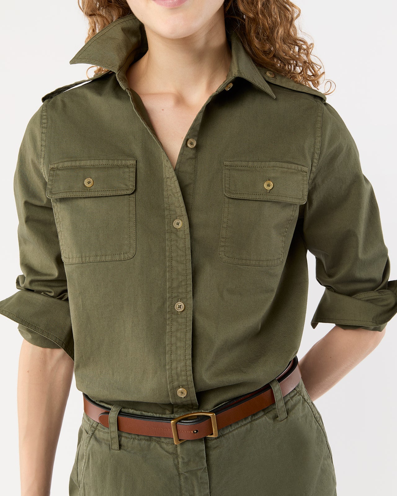 Safari Shirt in Olive Stretch Twill