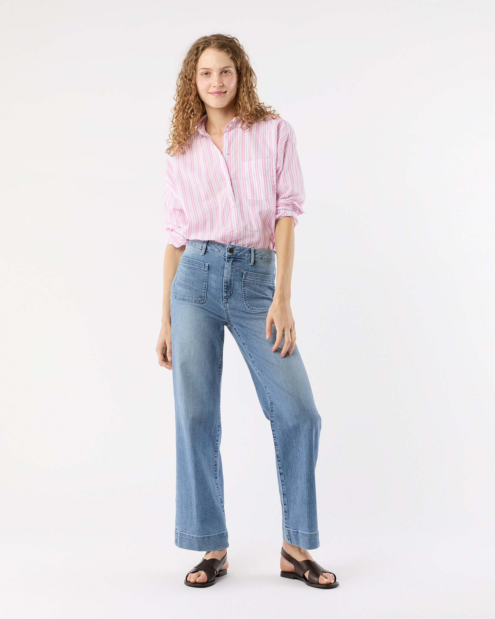 Weekender Shirt in White/Pink Multi Stripe Summer Cloth