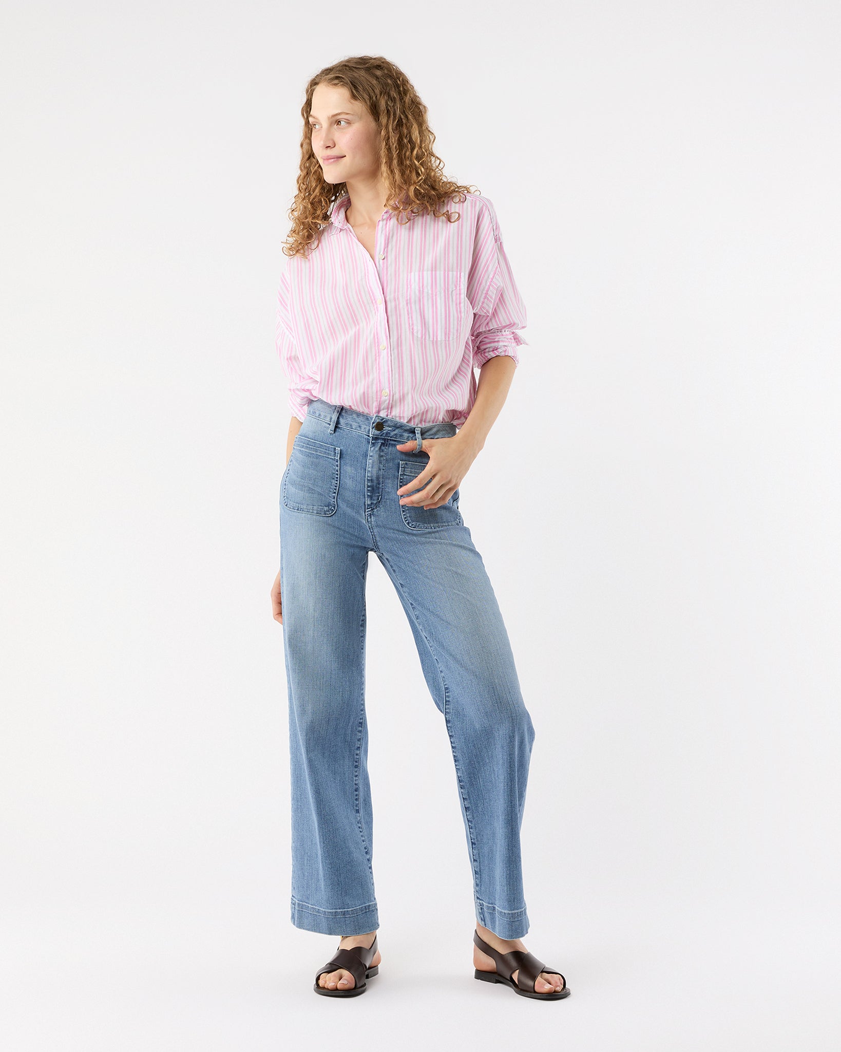 Weekender Shirt in White/Pink Multi Stripe Summer Cloth