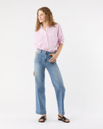 Load image into Gallery viewer, Weekender Shirt in White/Pink Multi Stripe Summer Cloth
