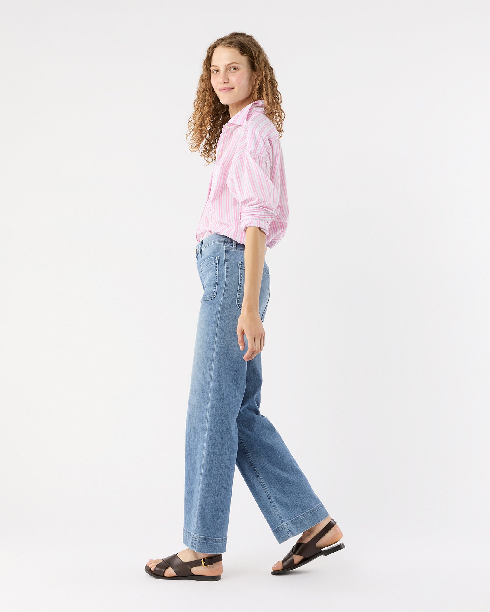 Weekender Shirt in White/Pink Multi Stripe Summer Cloth