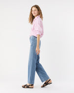 Load image into Gallery viewer, Weekender Shirt in White/Pink Multi Stripe Summer Cloth
