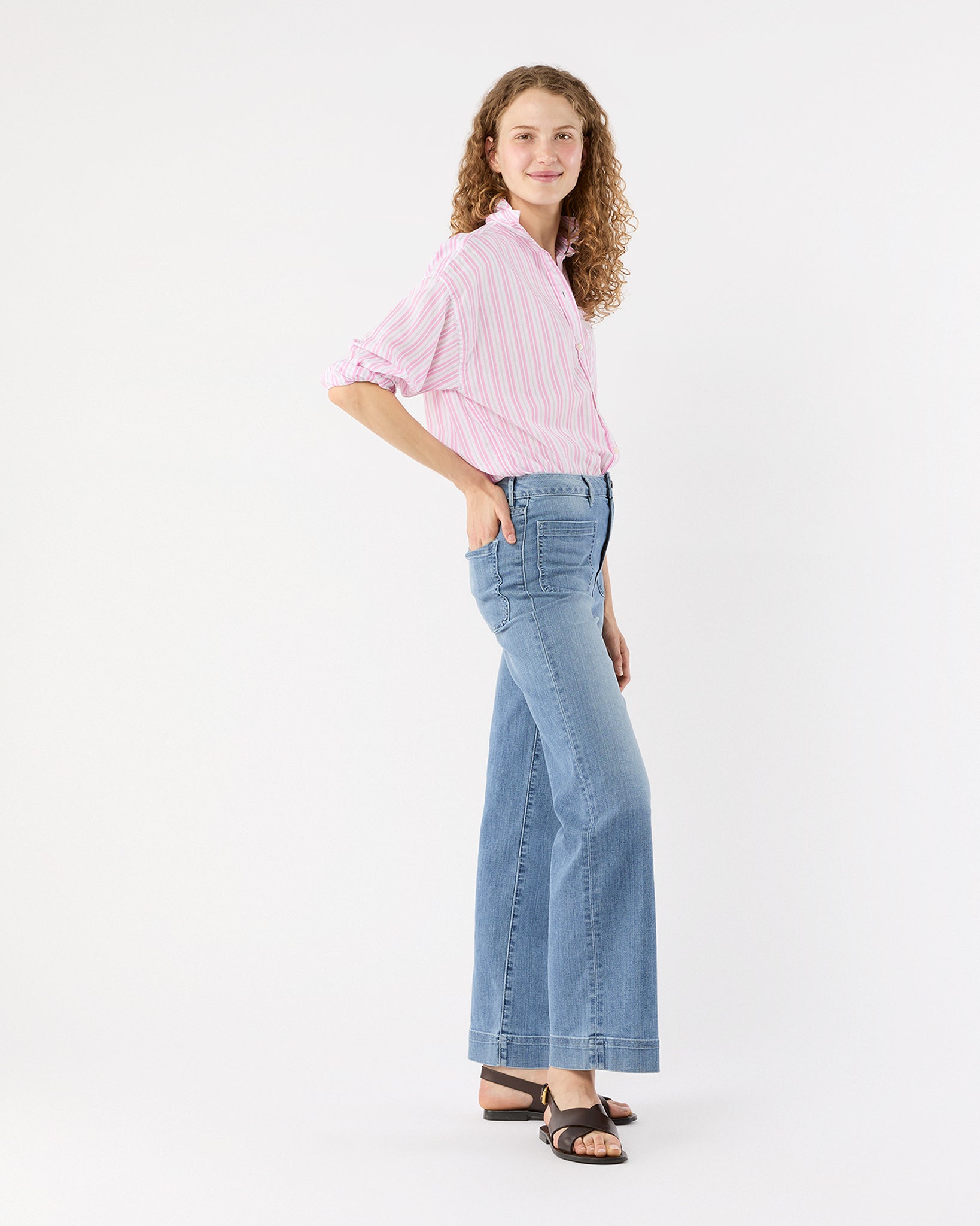 Weekender Shirt in White/Pink Multi Stripe Summer Cloth
