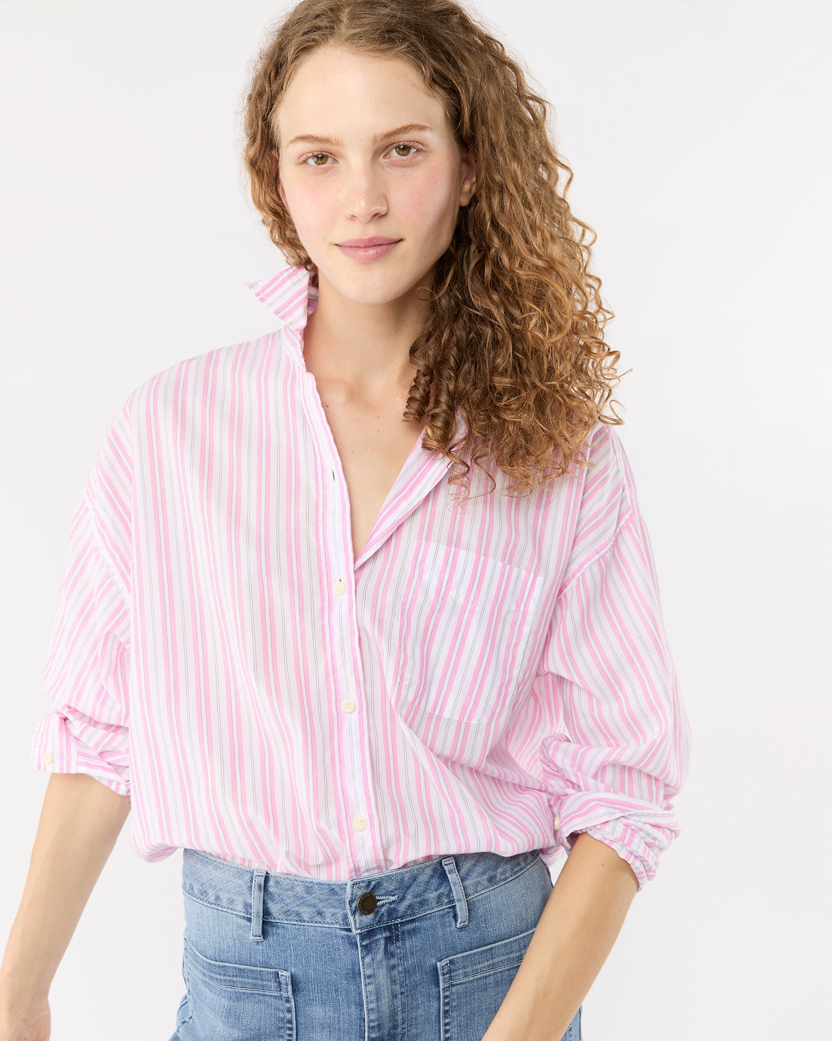 Weekender Shirt in White/Pink Multi Stripe Summer Cloth